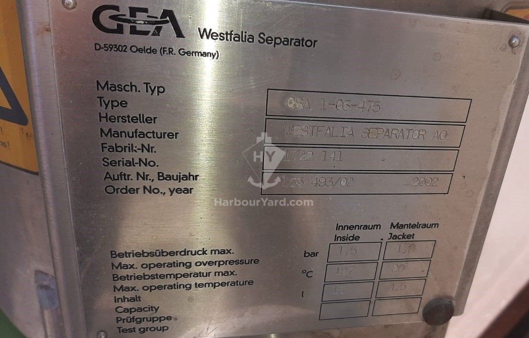 GEA Westfalia CSA 1-06-475 Separator