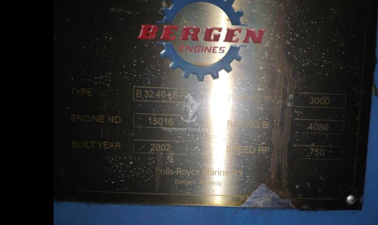  Rolls Royce Bergen B32:40 L6P used propulsion engine